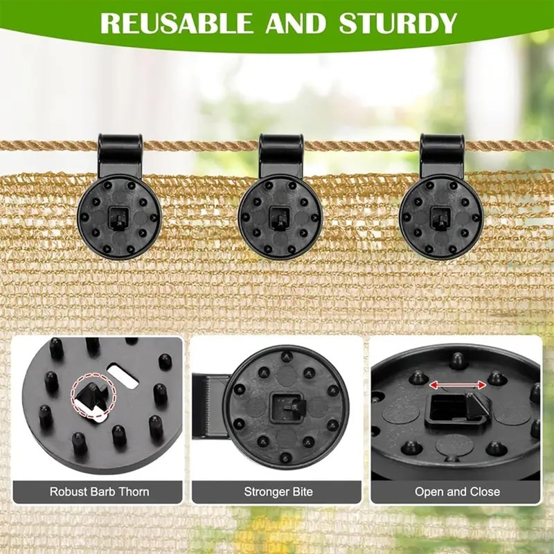 Treayes 2025 New Shade Cloth Heavy Duty Lock Grip, 20 Pcs Shade Cloth Clips Windproof Awning Clamp Grip, Universal Garden Plant Clamps for Tarpaulin, Mesh, Canopy, Fence (20) - Image 4